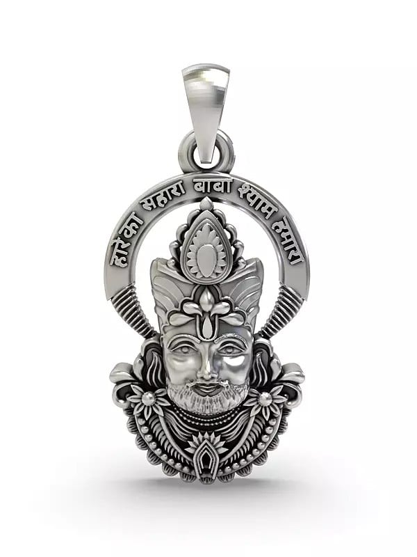 exotic india Sterling Silver Khatu Shyam Baba Pendant 