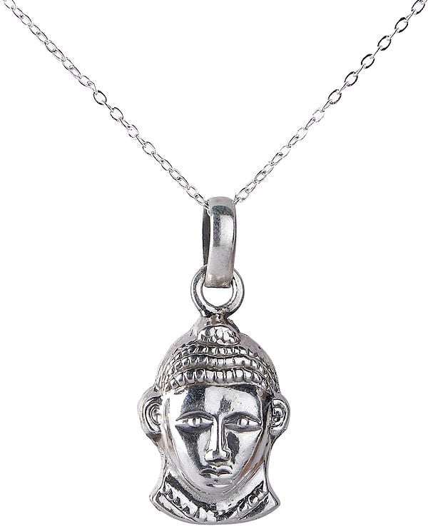 Exotic India Sterling Silver Lord Buddha Head Pendant 