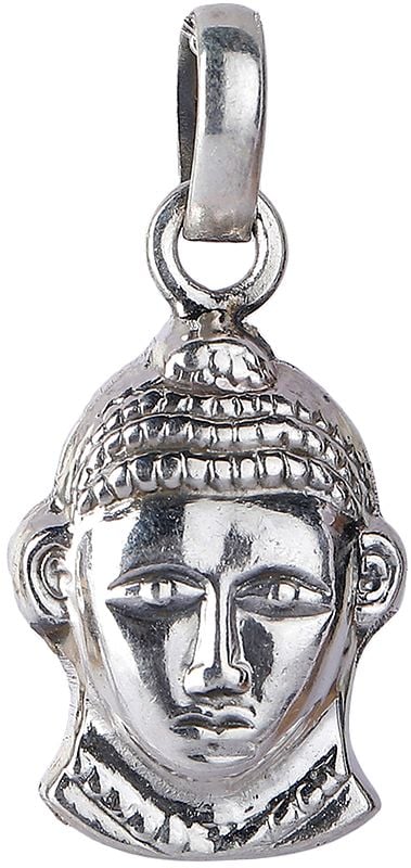 exotic india Sterling Silver Lord Buddha Head Pendant 