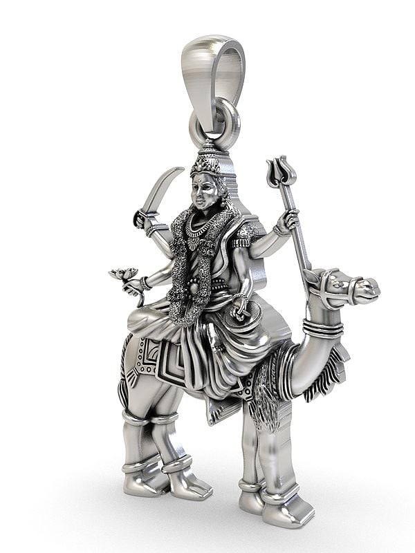 Exotic India Sterling Silver Momai Maa Pendant (Rare Goddess Of India) 