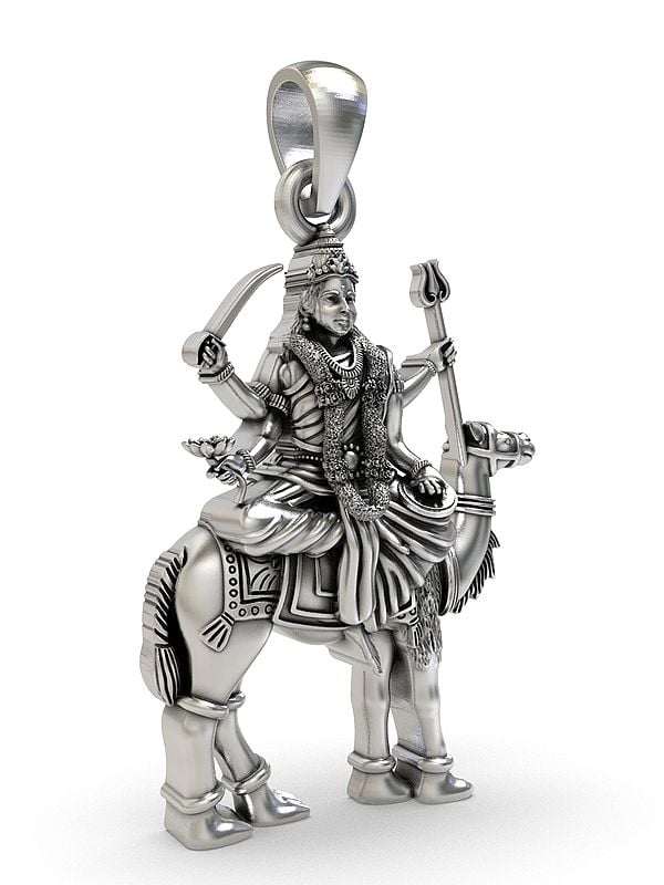 Exotic India Sterling Silver Momai Maa Pendant (Rare Goddess Of India) 