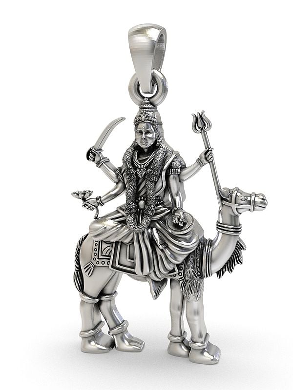 Exotic India Sterling Silver Momai Maa Pendant (Rare Goddess Of India) 
