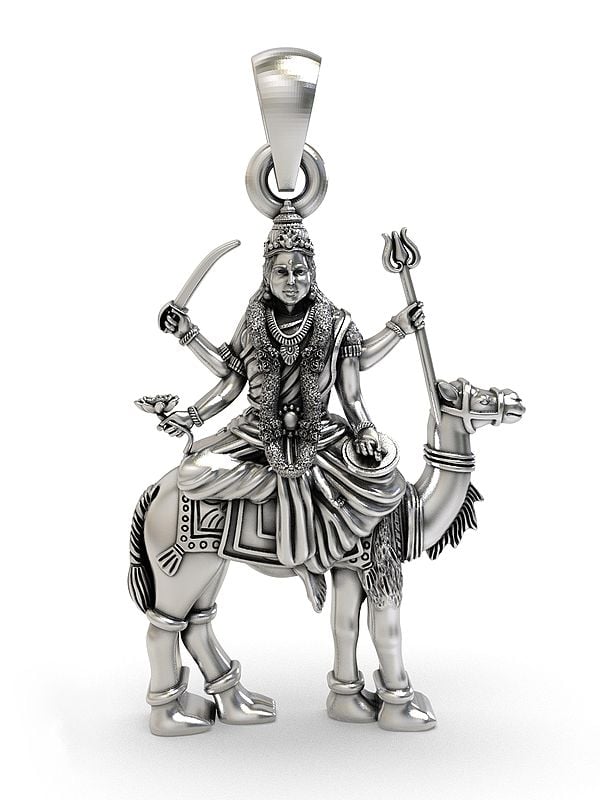 exotic india Sterling Silver Momai Maa Pendant (Rare Goddess of India)