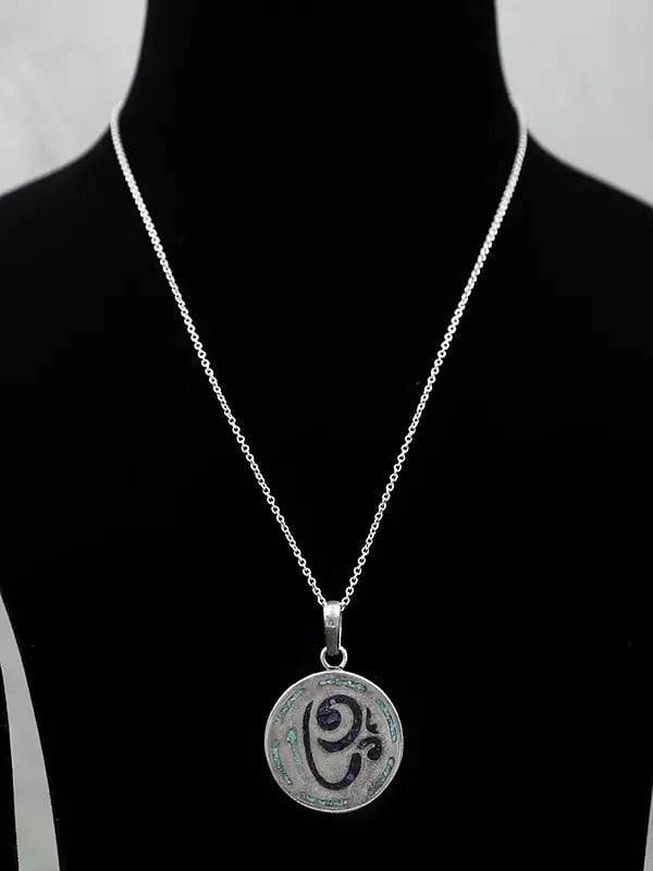 Exotic India Sterling Silver OM Symbol Pendants | Jewelry With Hindu Icons 
