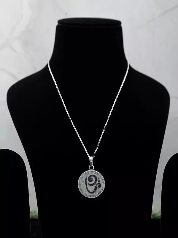 exotic india Sterling Silver OM Symbol Pendants | Jewelry with Hindu Icons 