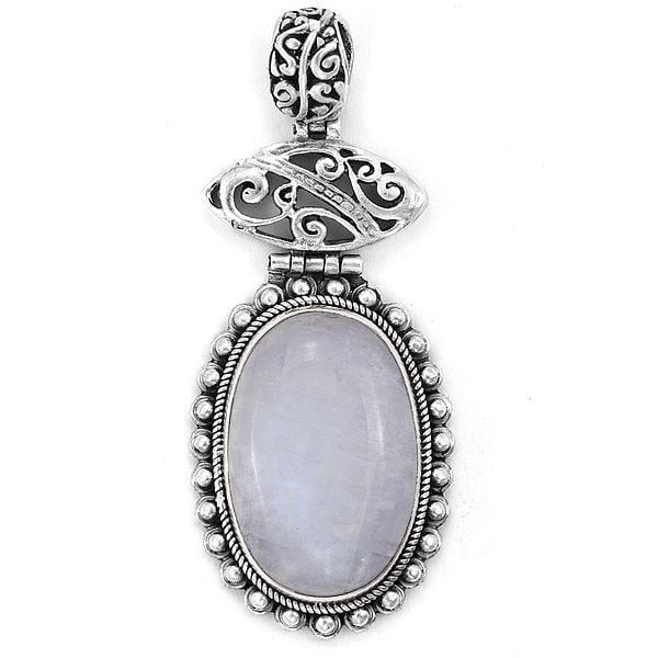 exotic india Sterling Silver Pendant with Rainbow Moonstone
