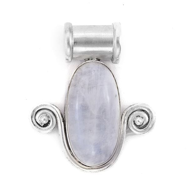 exotic india Sterling Silver Pendant with Rainbow Moonstone