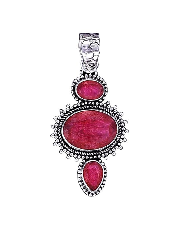 exotic india Sterling Silver Pendant with Ruby Gemstone
