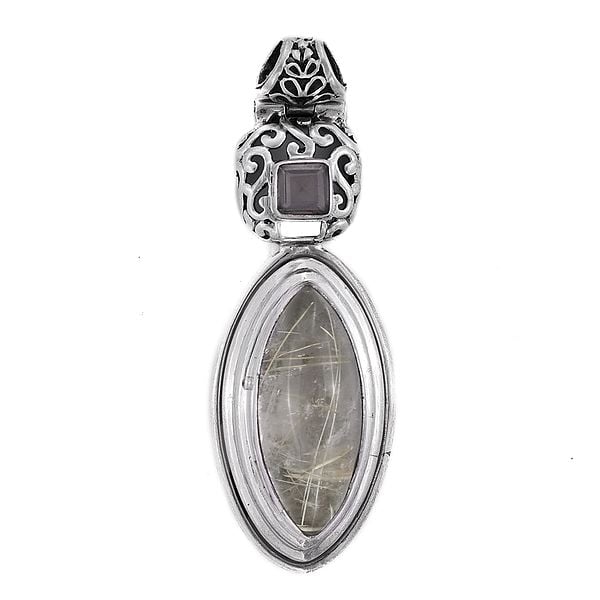 exotic india Sterling Silver Pendant with Rutile Quartz