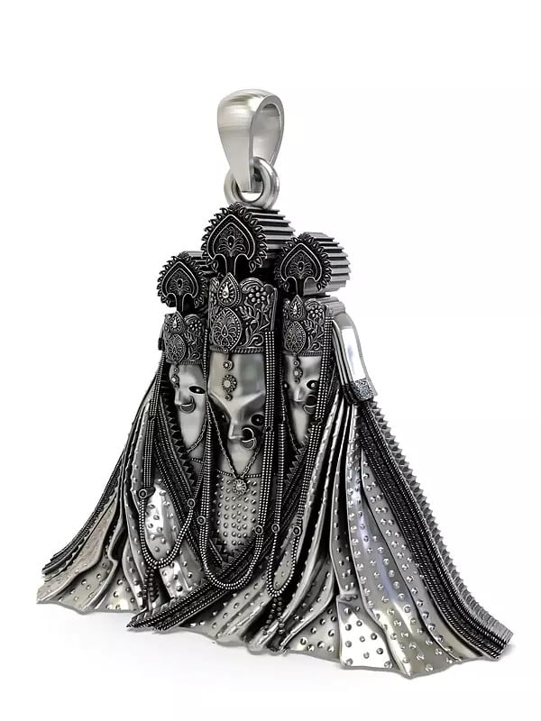 Exotic India Sterling Silver Pitambara Baglamukhi Mata Pendant 