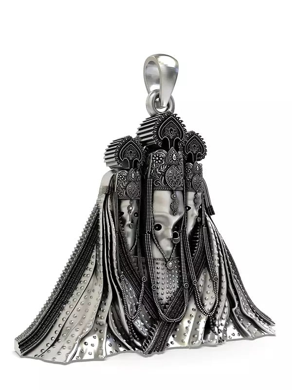 Exotic India Sterling Silver Pitambara Baglamukhi Mata Pendant 