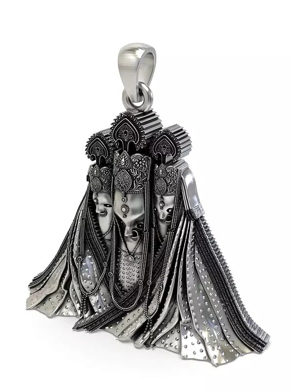 Exotic India Sterling Silver Pitambara Baglamukhi Mata Pendant 