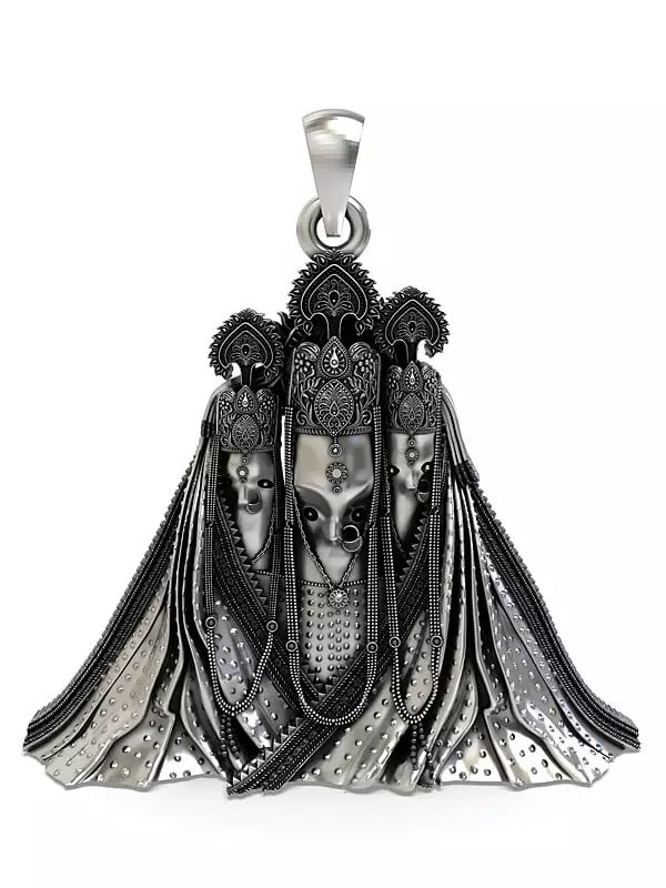 exotic india Sterling Silver Pitambara Baglamukhi Mata Pendant 