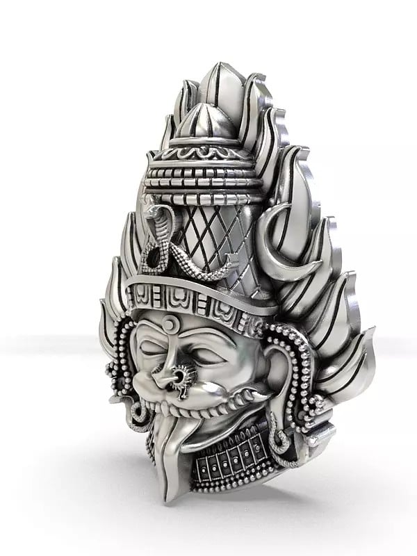 Exotic India Sterling Silver Pratyangira Devi Face Pendant 
