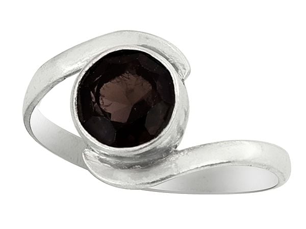 Exotic India Sterling Silver Ring Smoky Quartz Stone 