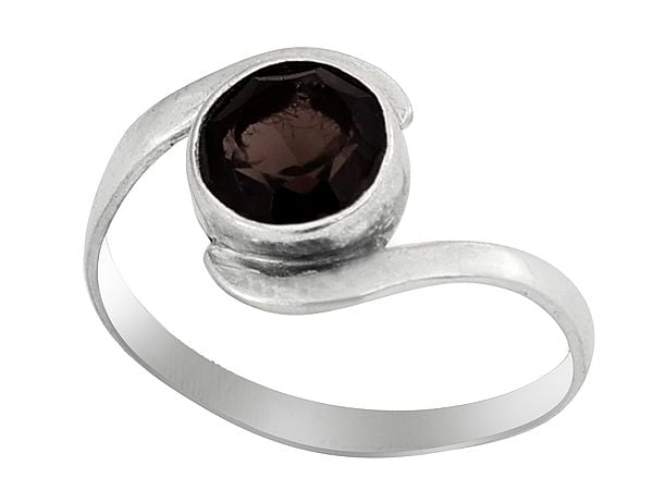 exotic india Sterling Silver Ring Smoky Quartz Stone