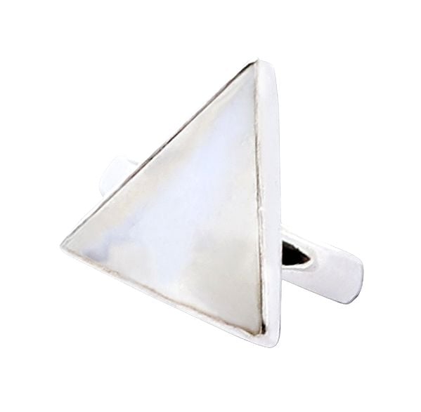 Exotic India Sterling Silver Ring With A Triangle Rainbow Moonstone 