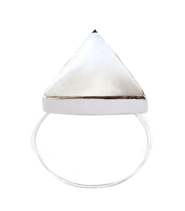 exotic india Sterling Silver Ring with a Triangle Rainbow Moonstone 