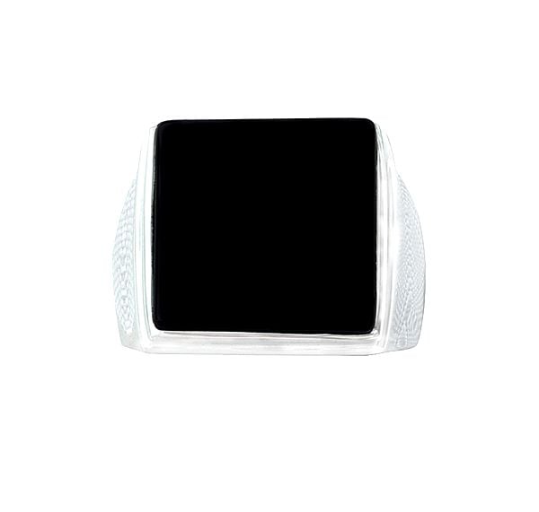 Exotic India Sterling Silver Ring With Black Onyx Stone 