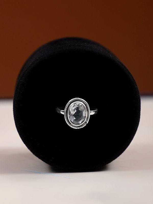 exotic india Sterling Silver Ring with Faceted Oval Shape Gemstone 