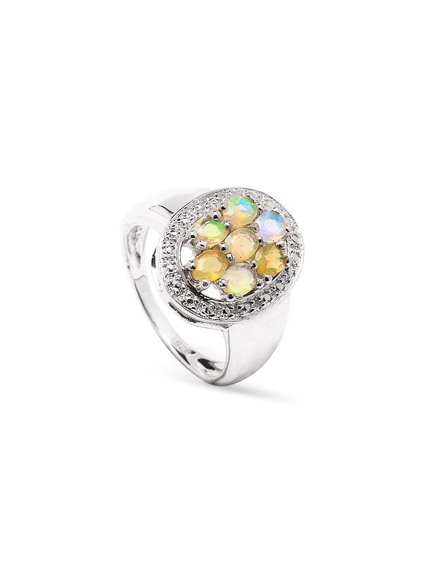 exotic india Sterling Silver Ring with Oval Cut Ethiopian Opal 