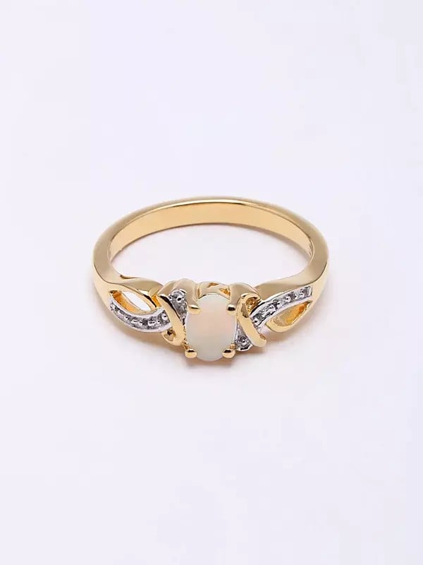 Exotic India Sterling Silver Ring With Oval Shape Ethiopian Opal 