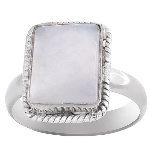 Exotic India Sterling Silver Ring With Rainbow Moonstone 