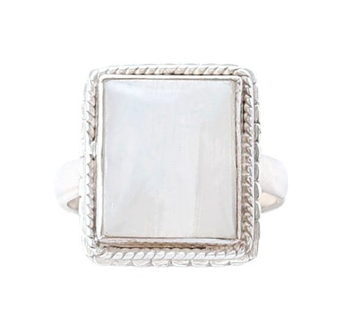 Exotic India Sterling Silver Ring With Rainbow Moonstone 