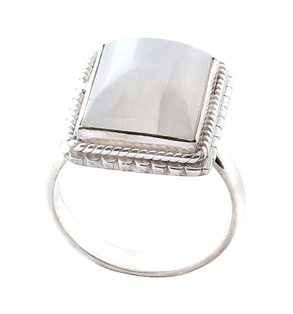 exotic india Sterling Silver Ring with Rainbow Moonstone 
