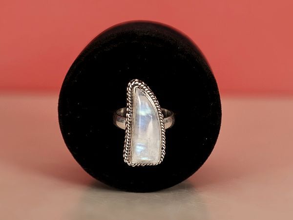 exotic india Sterling Silver Ring with Rainbow Moonstone 
