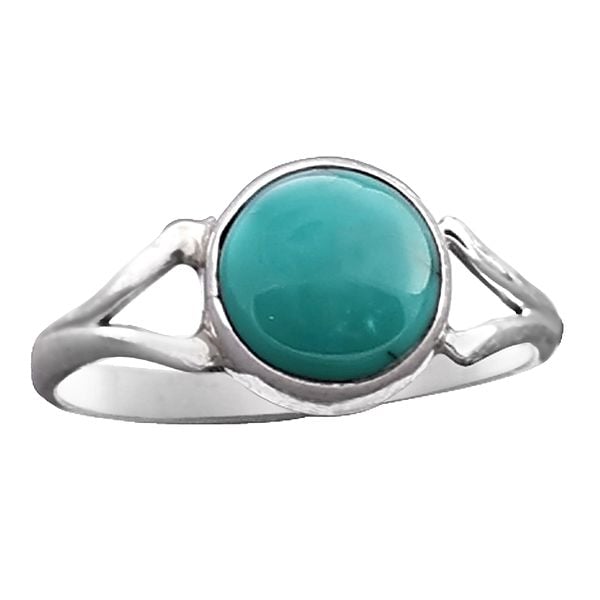 Exotic India Sterling Silver Ring With Reconstituted Turquoise Stone 