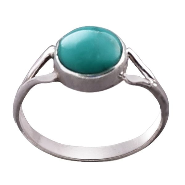 exotic india Sterling Silver Ring with Reconstituted Turquoise Stone 