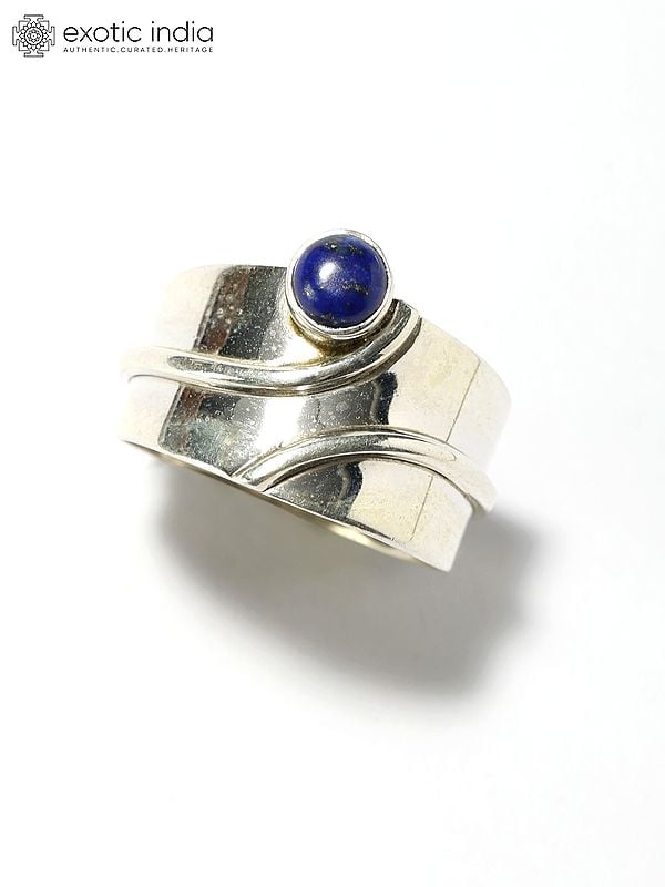 exotic india Sterling Silver Ring with Round Cut Lapis Lazuli 