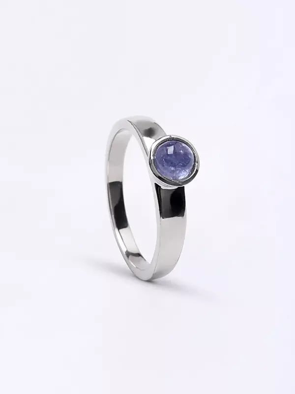 exotic india Sterling Silver Ring with Round Shape Tanzanite Gemstone 