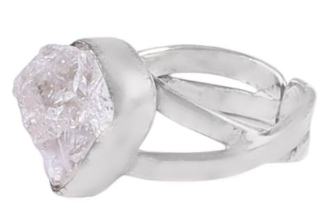 exotic india Sterling Silver Ring with Rugged Gemstone 