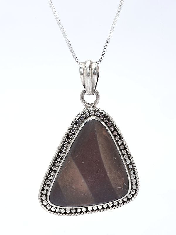 Exotic India Sterling Silver Triangle Shape Pendant 