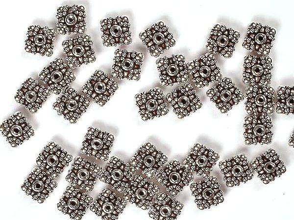 exotic india Sterling Square Beads | Sterling Silver and Bali Bead 