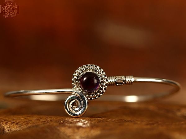Exotic India Stone And Spiral Open Bracelet | Sterling Silver Bracelet 