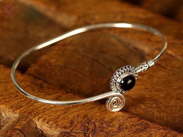 Exotic India Stone And Spiral Open Bracelet | Sterling Silver Bracelet 