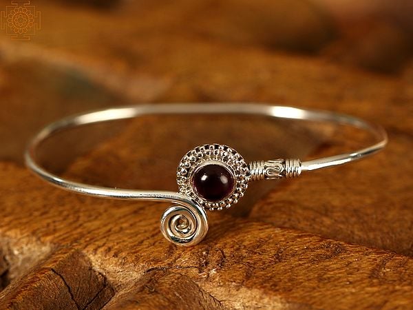 exotic india Stone and Spiral Open Bracelet | Sterling Silver Bracelet