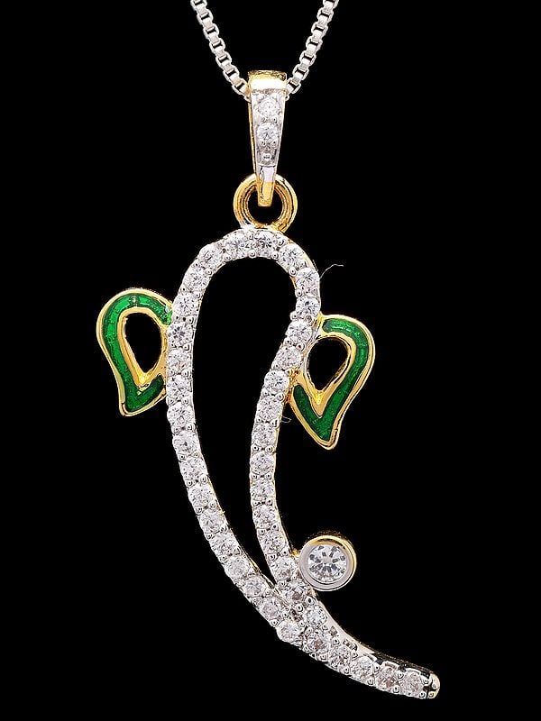 Exotic India Stone Studded Abstract Ganesha Pendant 