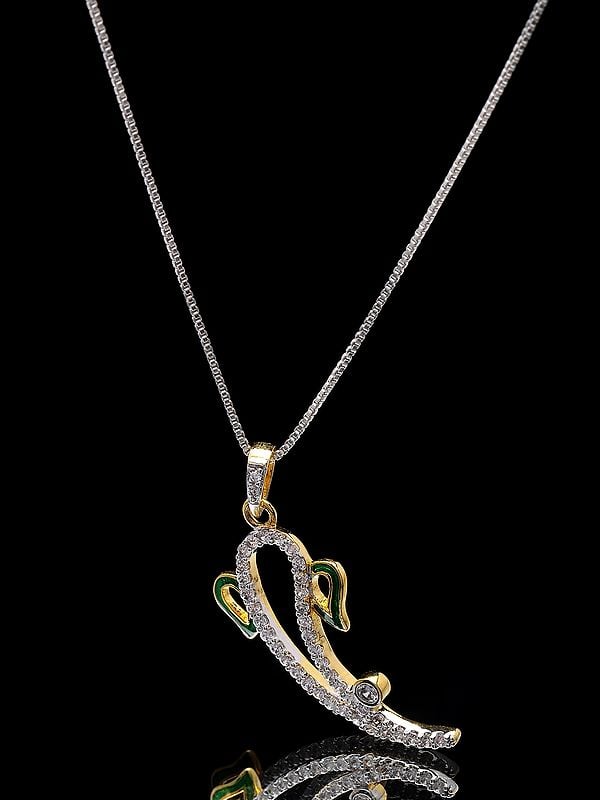 Exotic India Stone Studded Abstract Ganesha Pendant 