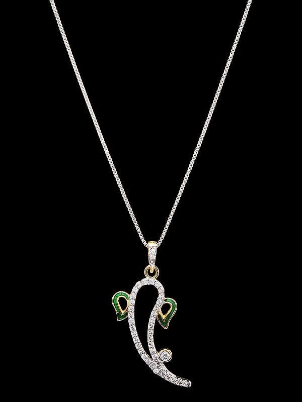 exotic india Stone Studded Abstract Ganesha Pendant