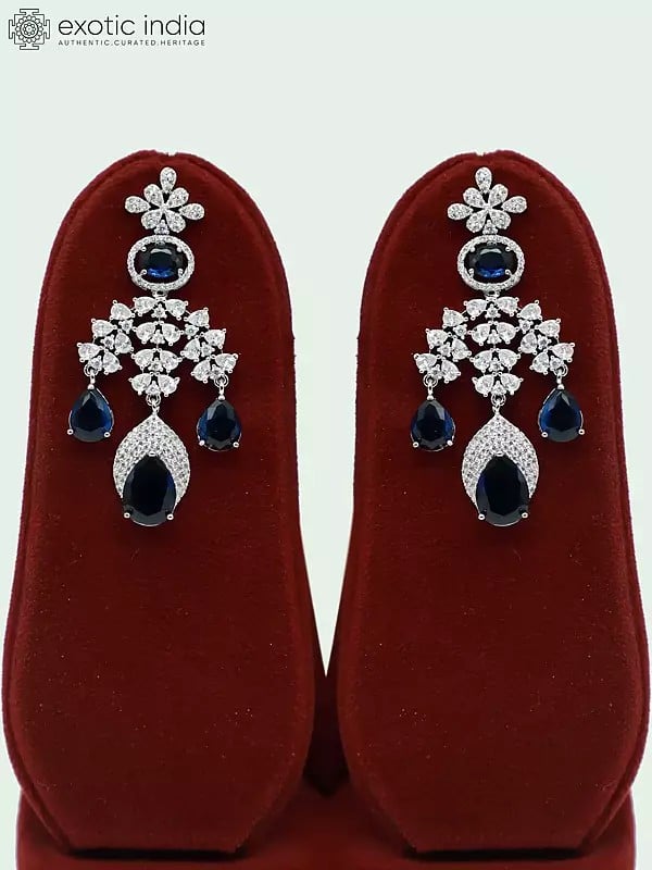Exotic India Stone Studded American Diamond Attractive Necklace With Matching Earrings