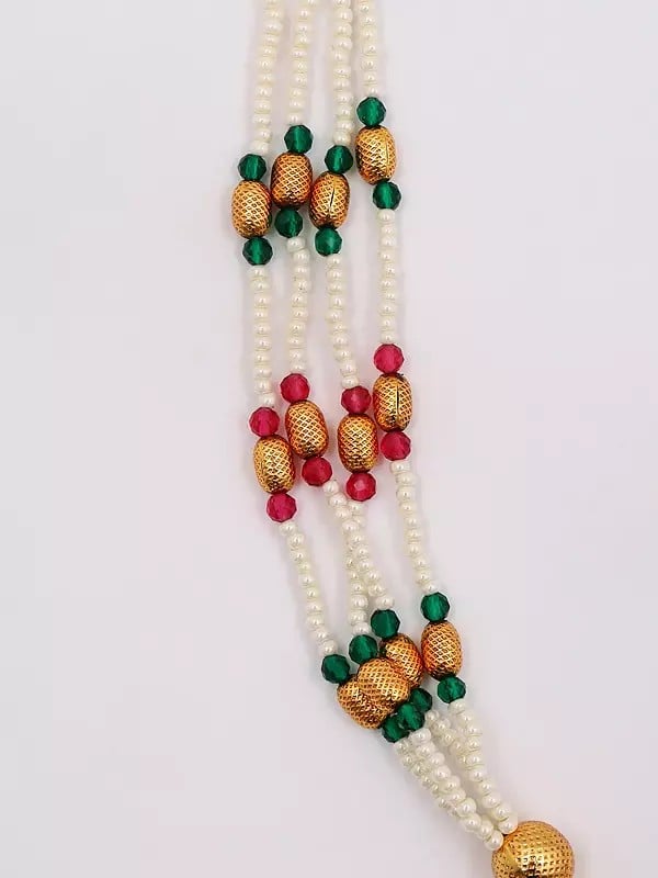 Exotic India Stone Studded And Beaded Fluting Krishna With Cow Necklace Set With Earrings 