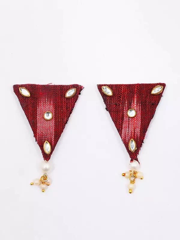 Exotic India Stone Studded And Beaded Handloom Sambalpuri Fabric Choker Set With Earrings 