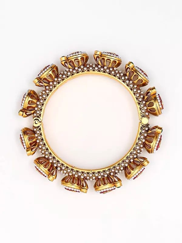 Exotic India Stone Studded And Beaded Pacheli Bangles (Set Of 2)
