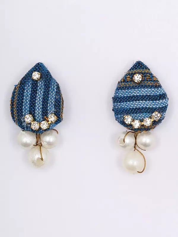 Exotic India Stone Studded & Beaded Handloom Sambalpuri Fabric Choker Set With Earrings