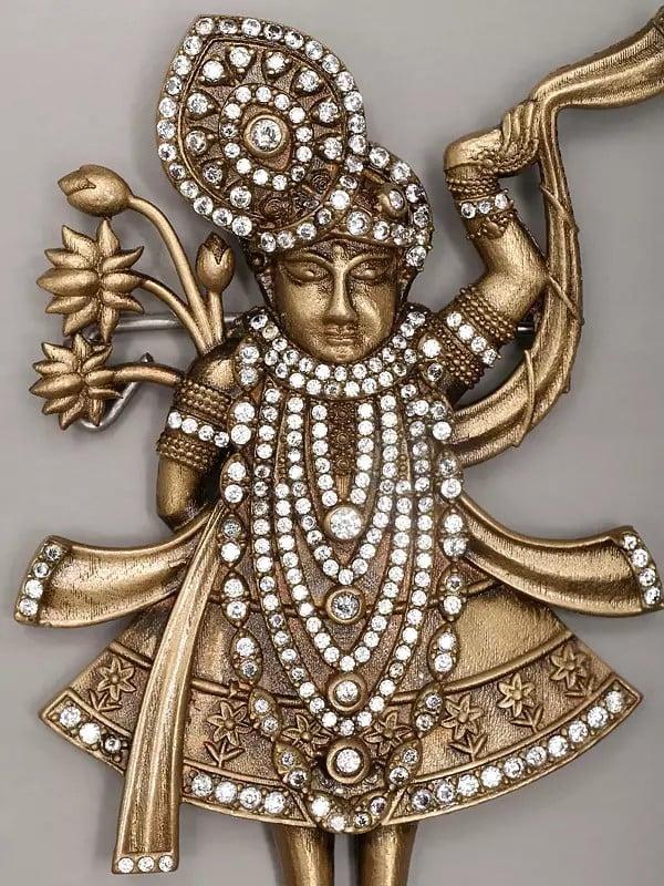Exotic India Stone Studded Divine Shrinathji Brooch 