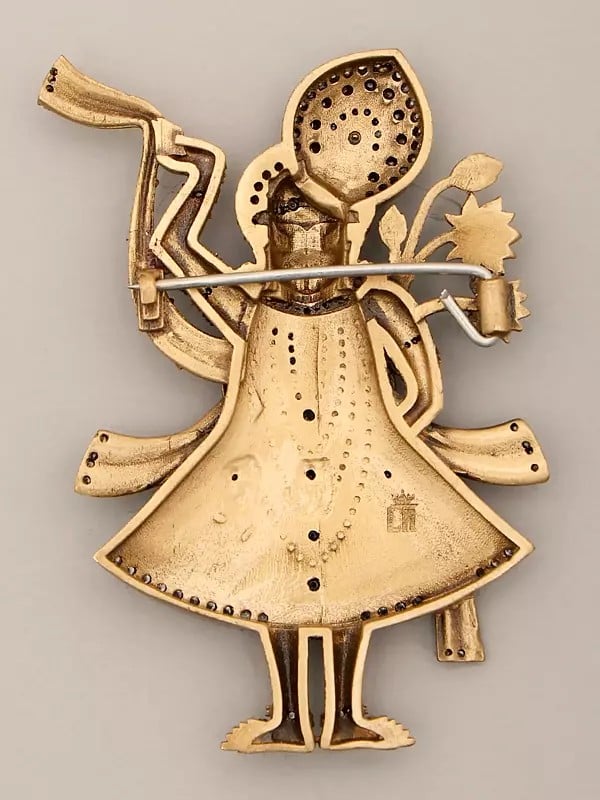 Exotic India Stone Studded Divine Shrinathji Brooch 